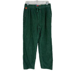Empyre Men M Corduroy Pant Forest Green Tapered Leg Stretch Waist Relaxed Fit